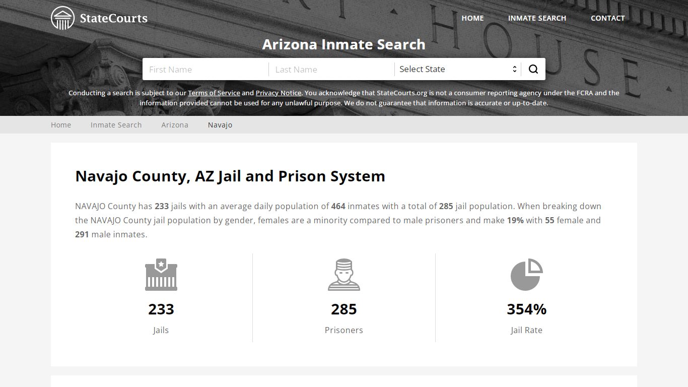 Navajo County, AZ Inmate Search - StateCourts